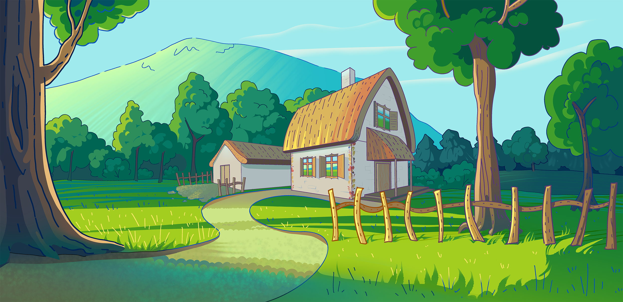 Village house background